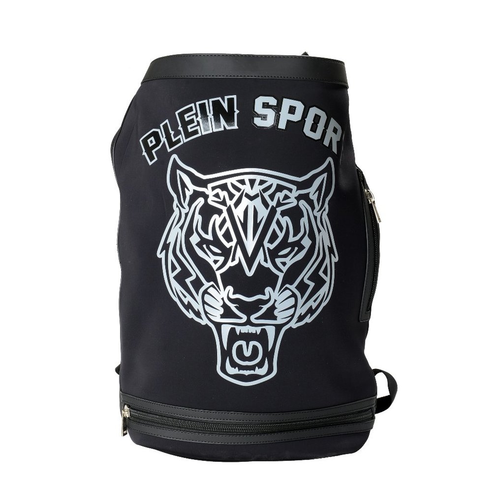 Plein Sport Unisex Black Logo Print Large Backpack Bag